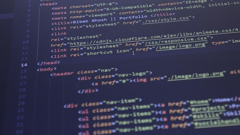 Source code open on a developer monitor