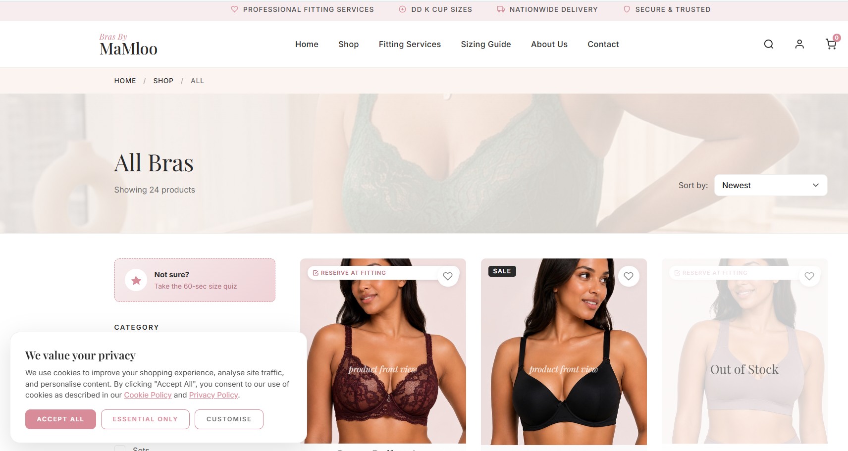 Bras By MaMloo personalized fitting booking system